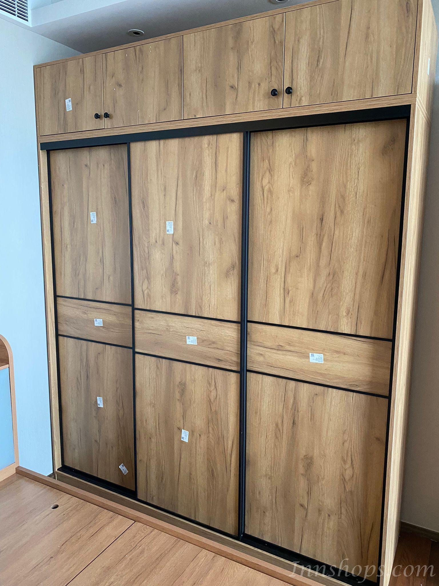 北歐摩登系列 趟門衣櫃 家用組裝大容量實木衣櫃 120cm/130cm/140cm/150cm/160cm/170cm/180cm/190cm/200cm/210cm/220cm/230cm/240cm (IS8115)