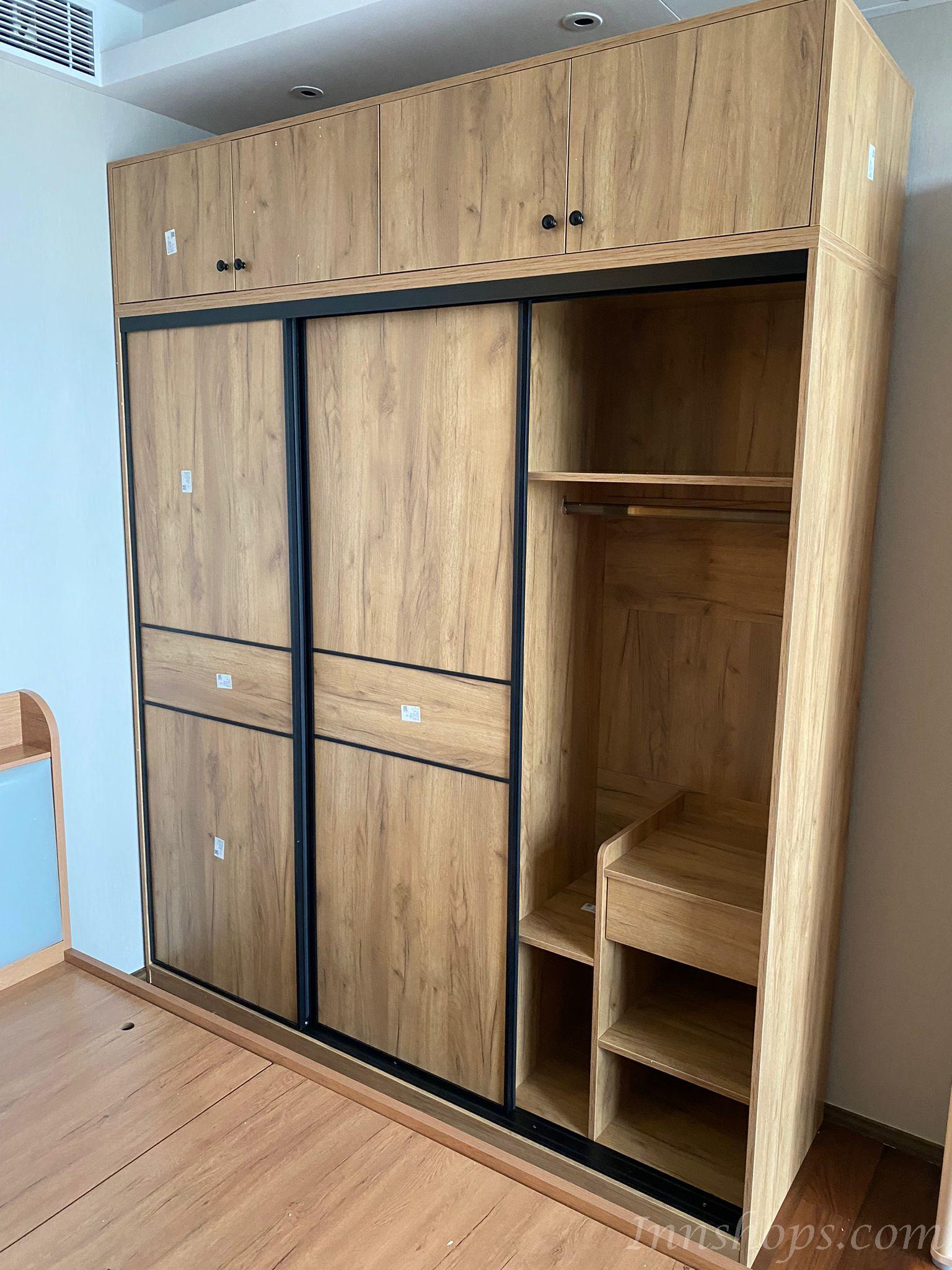 北歐摩登系列 趟門衣櫃 家用組裝大容量實木衣櫃 120cm/130cm/140cm/150cm/160cm/170cm/180cm/190cm/200cm/210cm/220cm/230cm/240cm (IS8115)