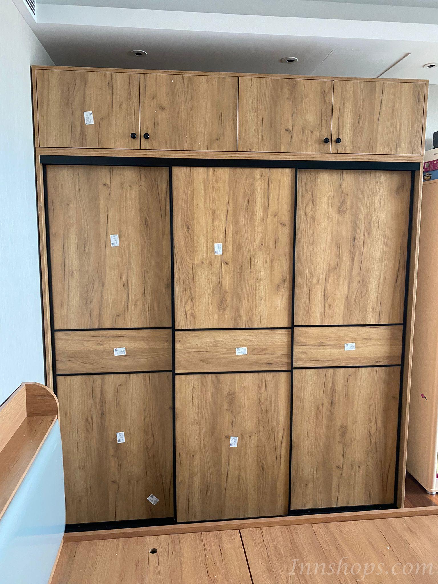北歐摩登系列 趟門衣櫃 家用組裝大容量實木衣櫃 120cm/130cm/140cm/150cm/160cm/170cm/180cm/190cm/200cm/210cm/220cm/230cm/240cm (IS8115)