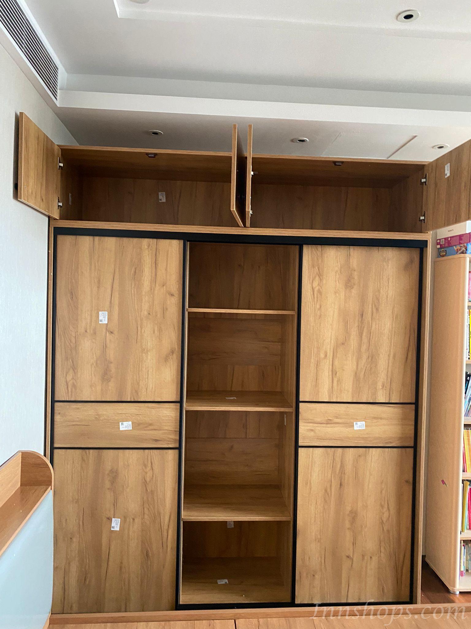 北歐摩登系列 趟門衣櫃 家用組裝大容量實木衣櫃 120cm/130cm/140cm/150cm/160cm/170cm/180cm/190cm/200cm/210cm/220cm/230cm/240cm (IS8115)