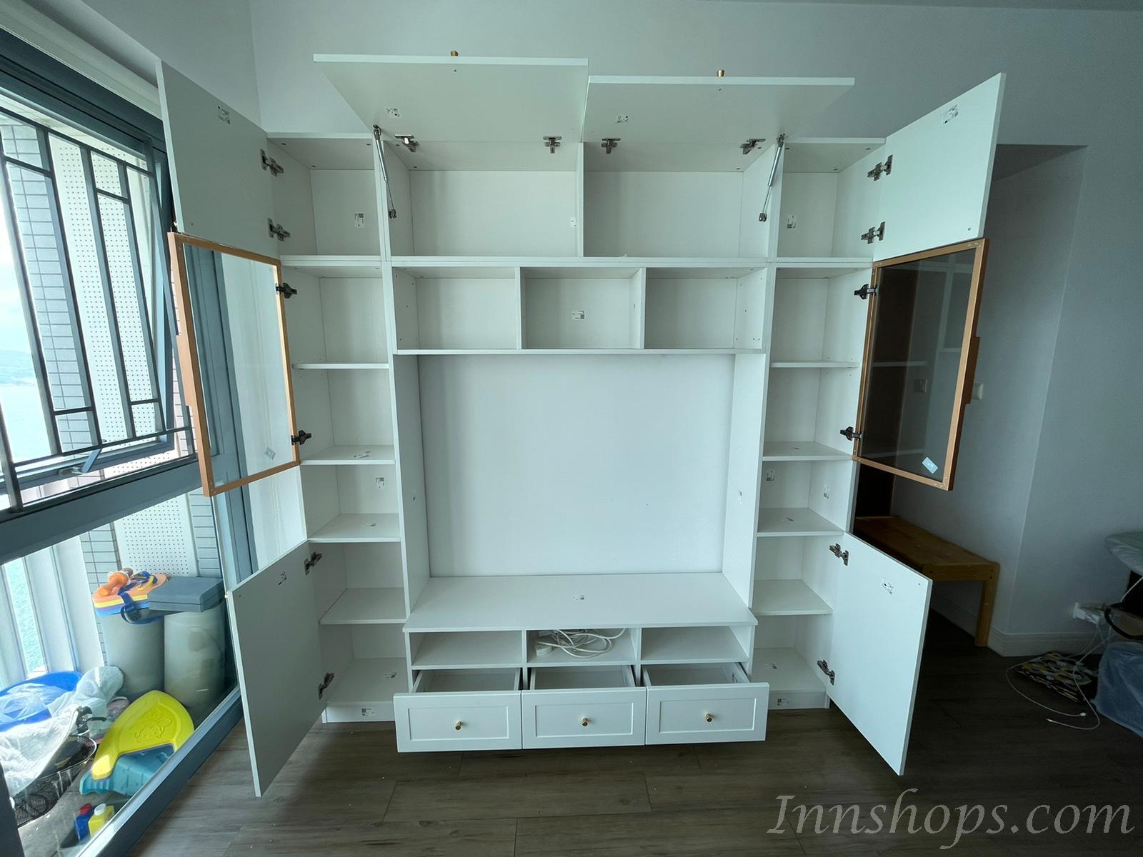 田園純白.象牙白系列 客廳輕奢電視櫃儲物組合180cm/220cm/300cm（IS8311）