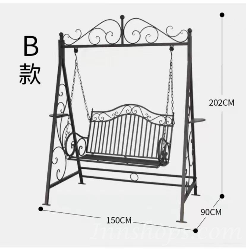 戶外鐵藝搖搖椅 歐式吊椅搖籃 雙人千秋椅150cm/170cm（IS8455）