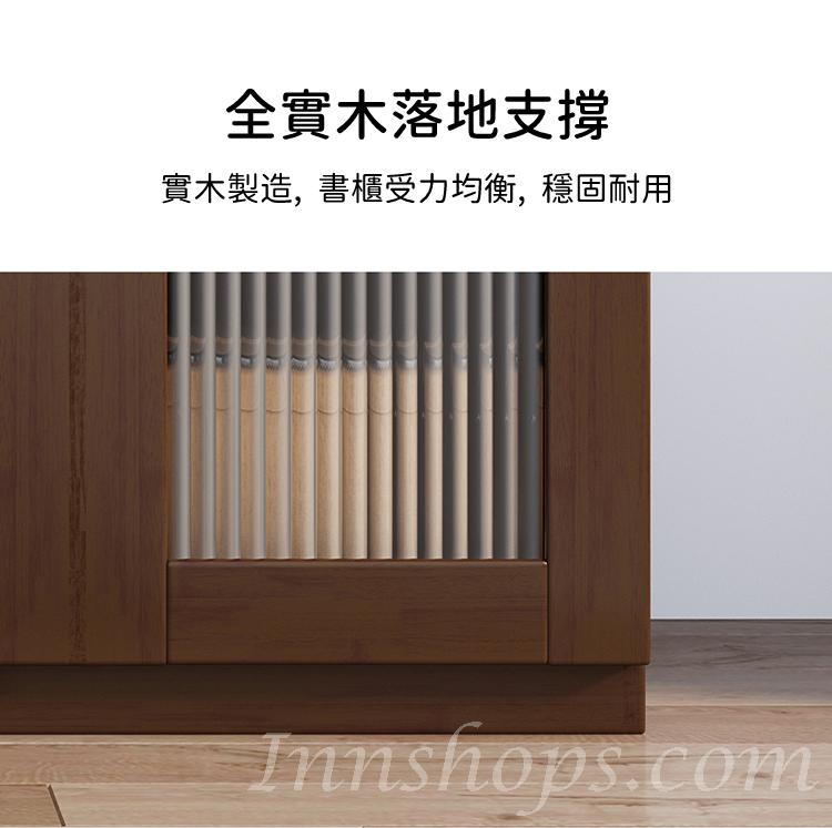 日式實木橡木系列 玻璃門儲物櫃 書櫃80x36.8x182cm (IS8472)