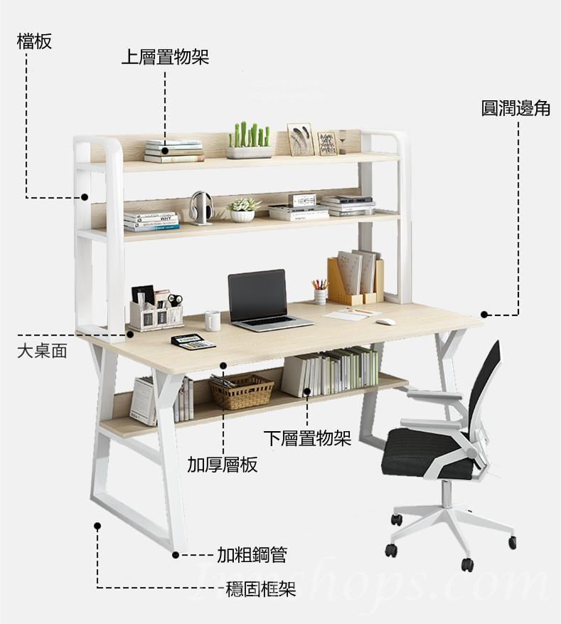 時尚學校家具簡約現代書桌 一體書架學習寫字桌電腦書台*80/100/120/140cm (IS8502)