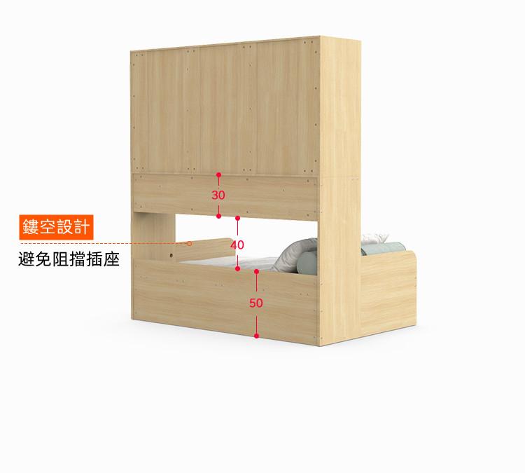 兒童皇國 多功能衣櫃床 小朋友床 90cm/100cm/120cm/135cm/150cm(不包床褥)(IS8518)