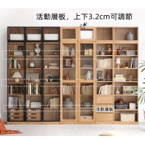 北歐實木紅橡木系列 實木書櫃 玻璃門飾櫃 展示櫃 42.5/60/84/98cm (IS8167)