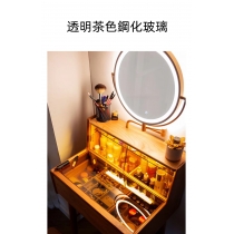 北歐實木白橡木系列 迷你化妝台 玻璃化妝桌送妝凳50cm/60cm/70cm/80cm(IS8515)