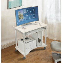 時尚可移動帶輪鋼化玻璃電腦台書桌60cm/70cm/80cm/90cm（IS8523）