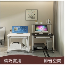 時尚可移動帶輪鋼化玻璃電腦台書桌60cm/70cm/80cm/90cm（IS8523）
