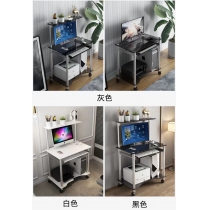 時尚可移動帶輪鋼化玻璃電腦台書桌60cm/70cm/80cm/90cm（IS8523）
