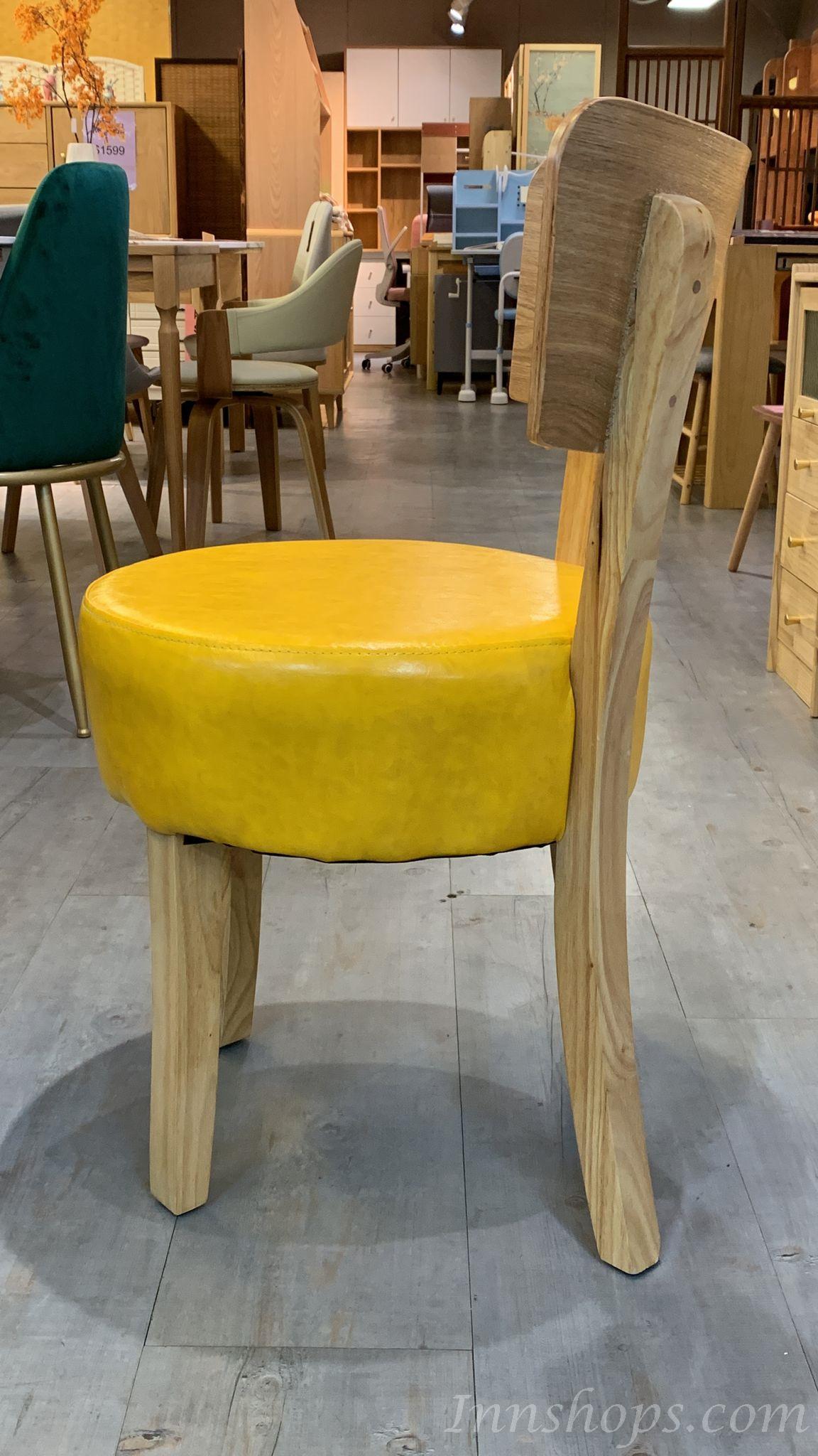 陳列品黃色仿皮面椅 $399 美式學校傢俱咖啡 餐椅 餐枱/桌 (IS2159)