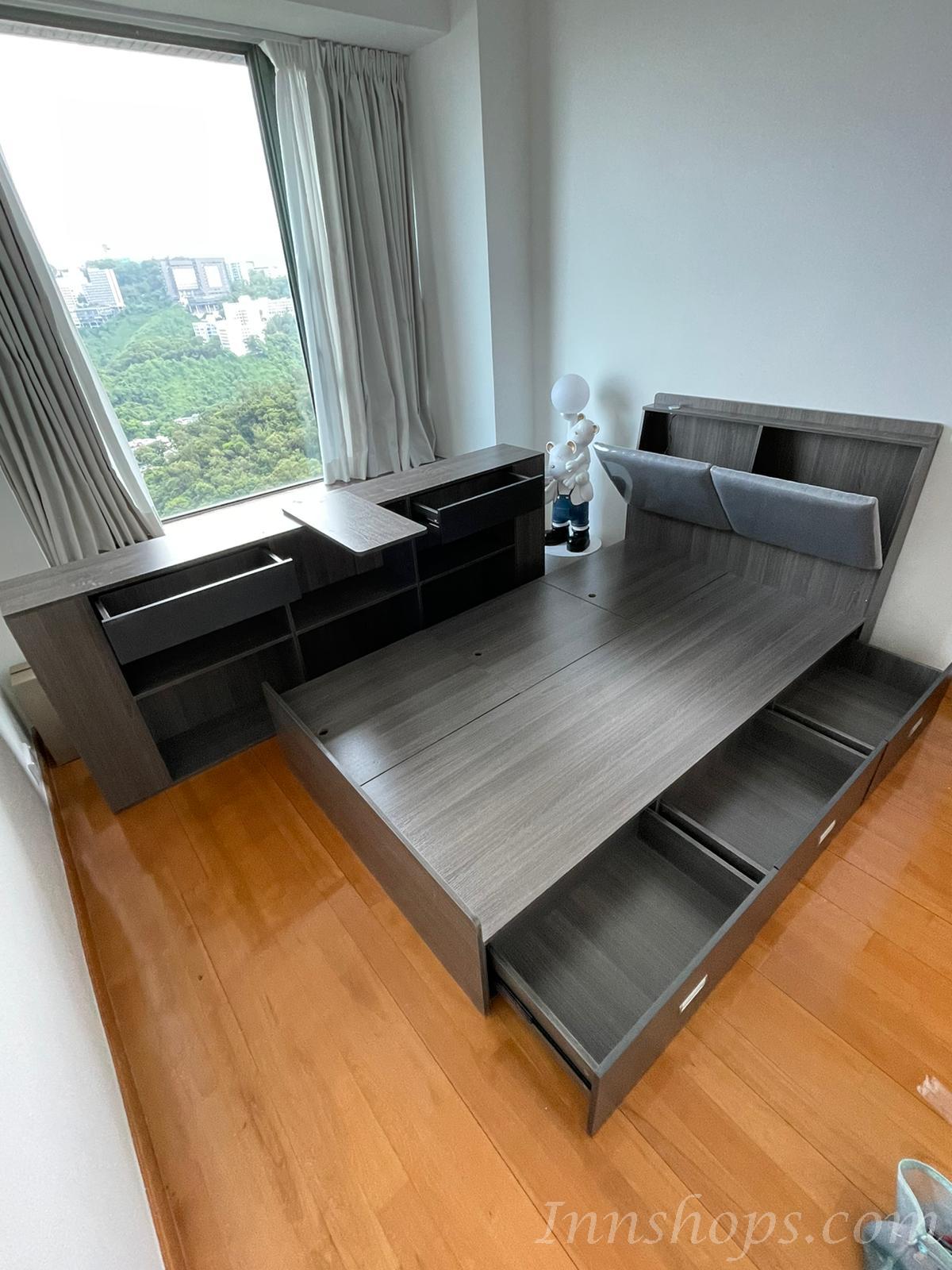 北歐品味系列 多用途儲物床架配邊櫃 120/150 x 209.5(不包床褥) (IS7589)