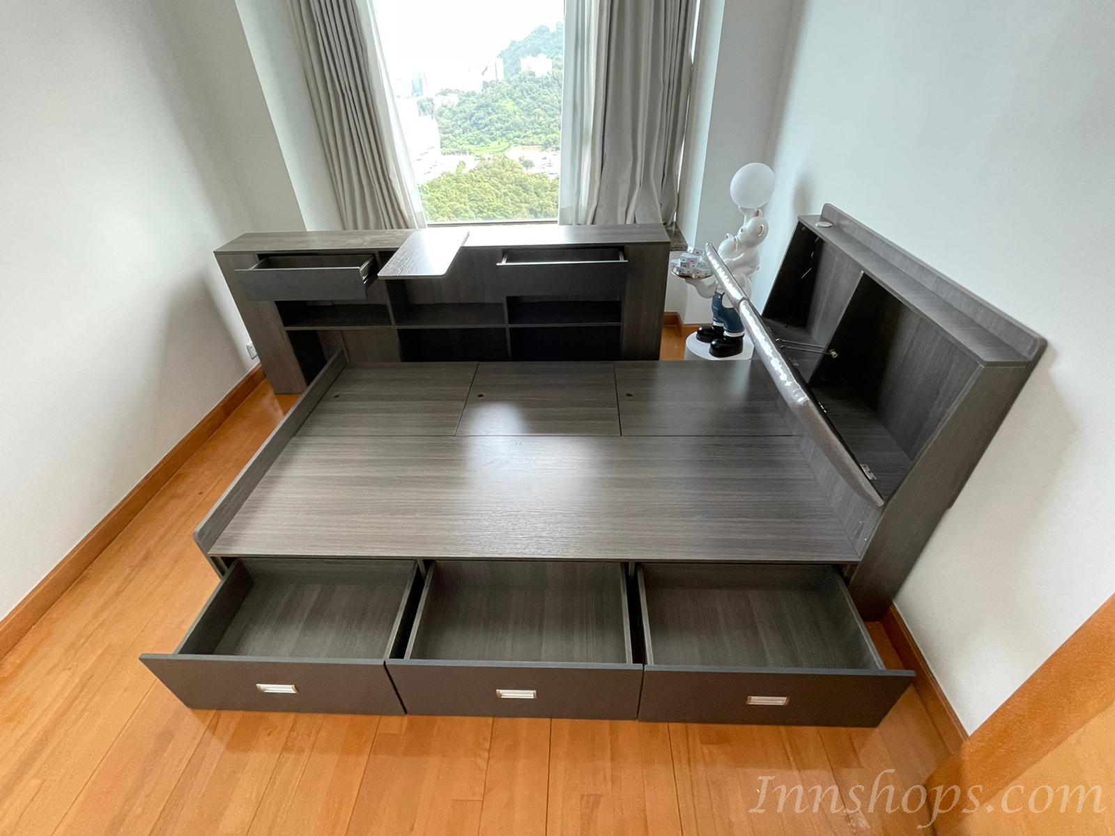 北歐品味系列 多用途儲物床架配邊櫃 120/150 x 209.5(不包床褥) (IS7589)