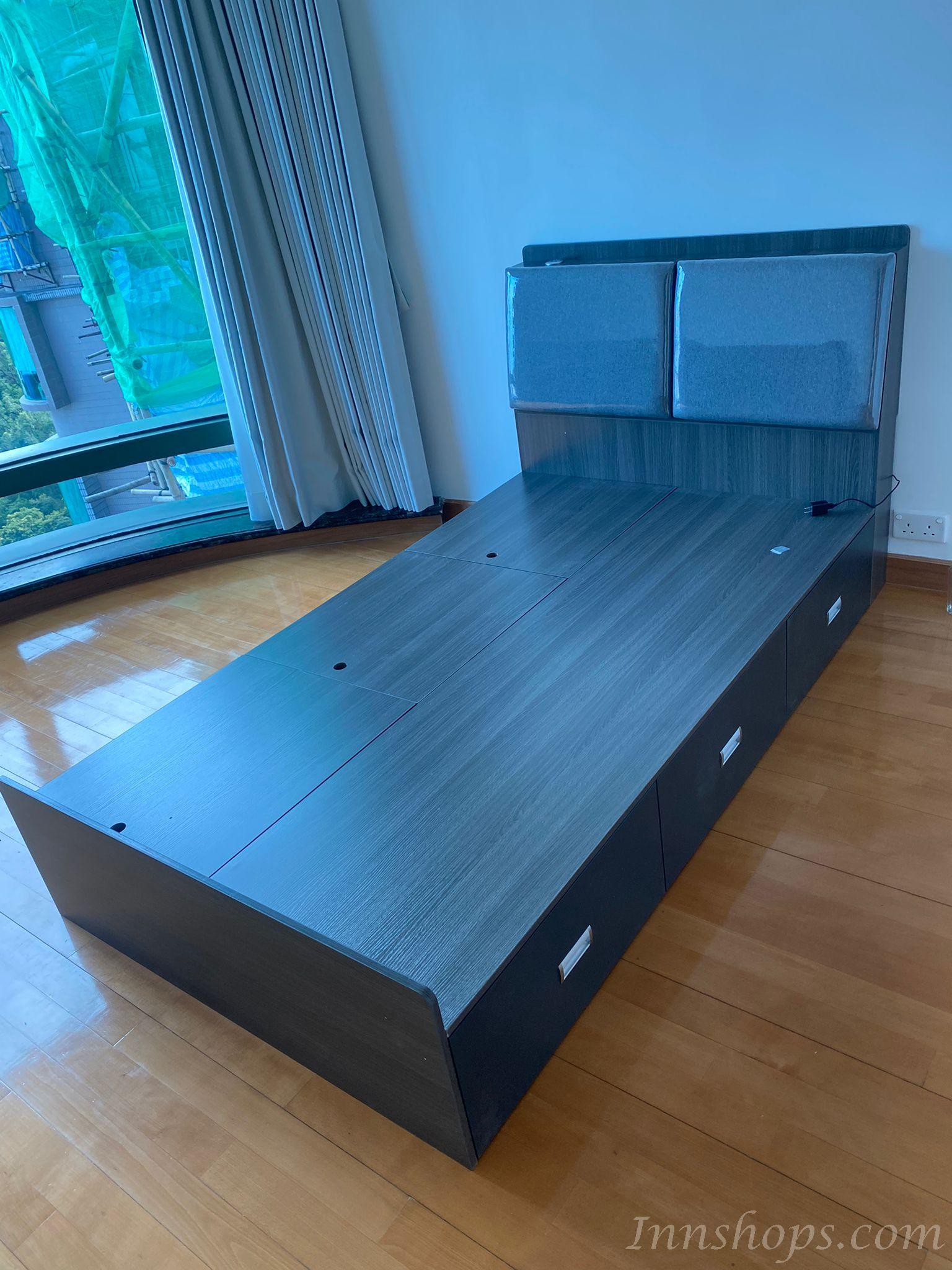 北歐品味系列 多用途儲物床架配邊櫃 120/150 x 209.5(不包床褥) (IS7589)
