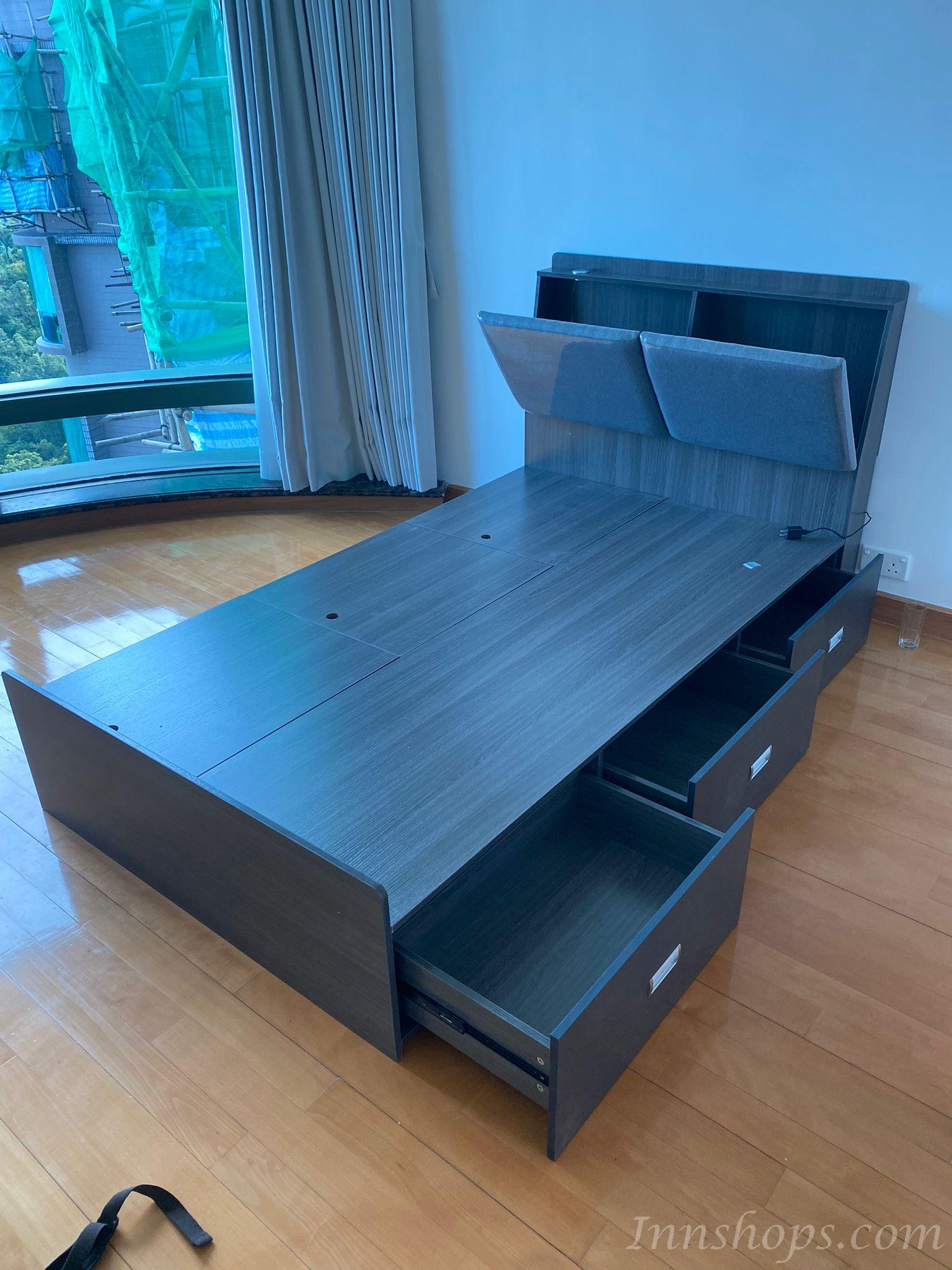 北歐品味系列 多用途儲物床架配邊櫃 120/150 x 209.5(不包床褥) (IS7589)