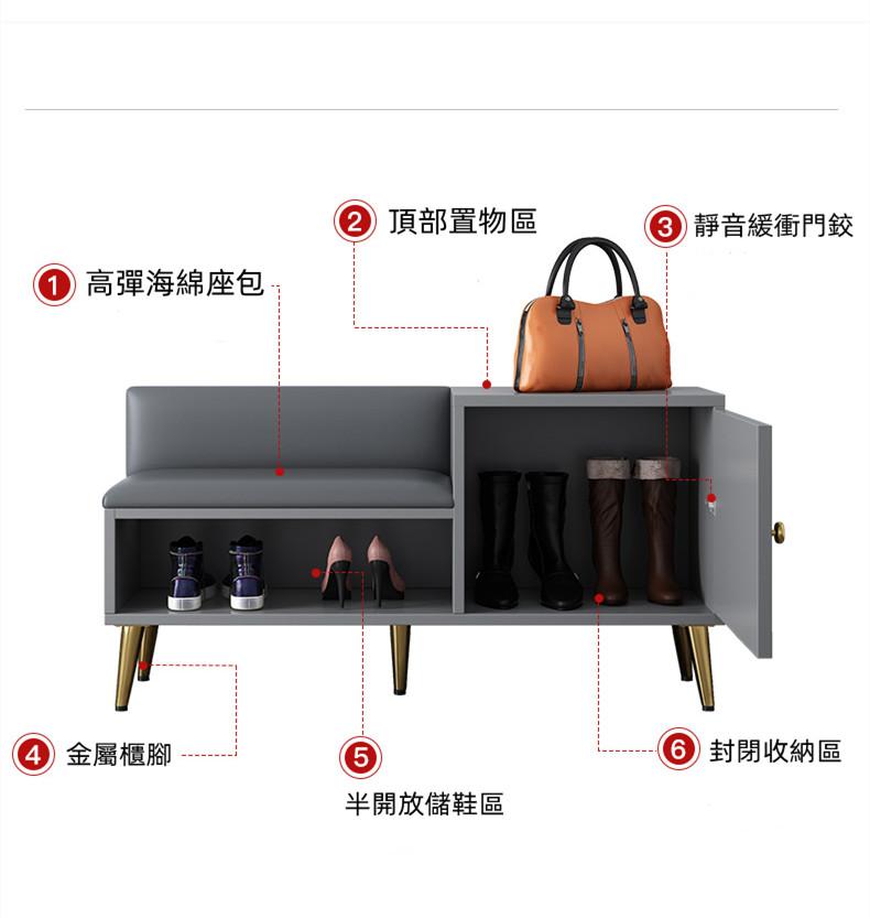 北歐輕奢進門 長凳 軟包換鞋凳鞋櫃 80cm/100cm（IS8573）