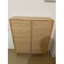 《HOLD》(陳列品一個$999，W60*D25*H120.6CM) 時尚系列 超薄窄款全實木翻斗鞋櫃 進門省空間 原木色薄身鞋櫃 60/80/100/120cm (IS8139)