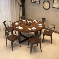 芬蘭實木松木系列 工業風覆古圓餐桌 桌椅組合80cm/100cm/120cm/150cm/160cm（IS8582）