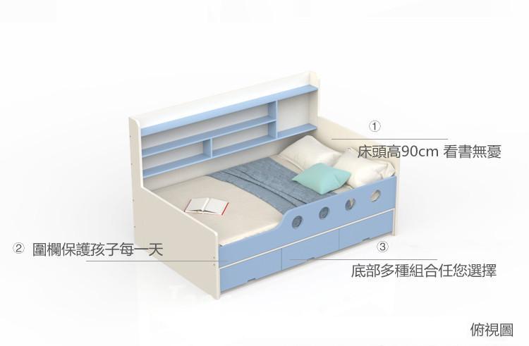 兒童皇國 多功能側櫃子母床連櫃桶有圍欄 小朋友床 *可訂造呎吋(不包床褥)（IS7941）
