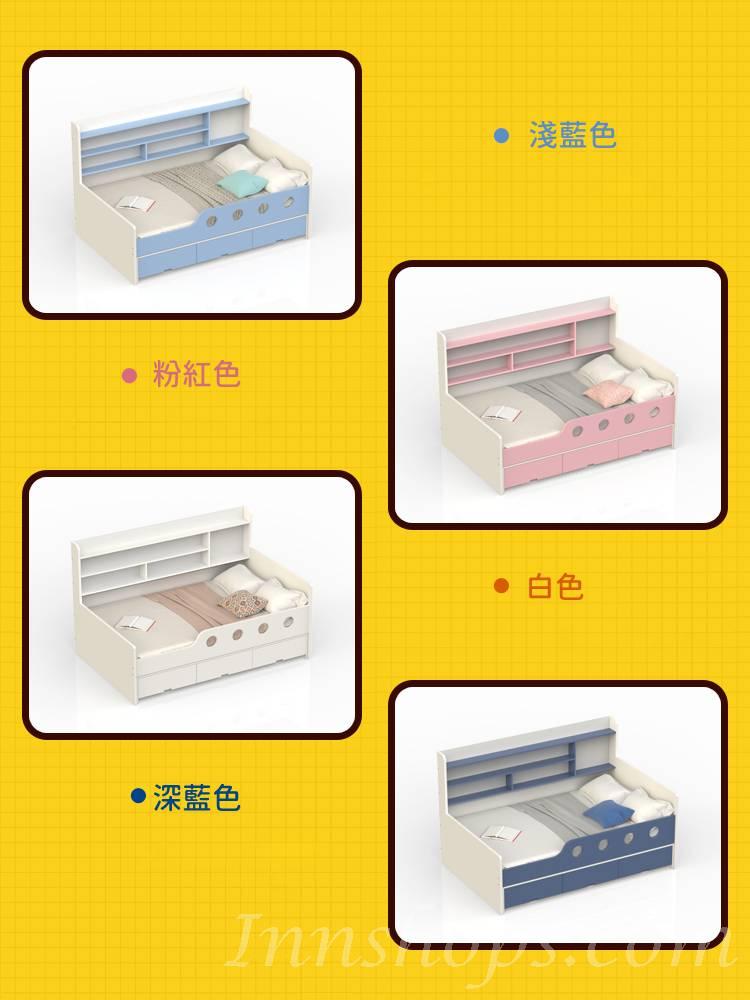 兒童皇國 多功能側櫃子母床連櫃桶有圍欄 小朋友床 *可訂造呎吋(不包床褥)（IS7941）