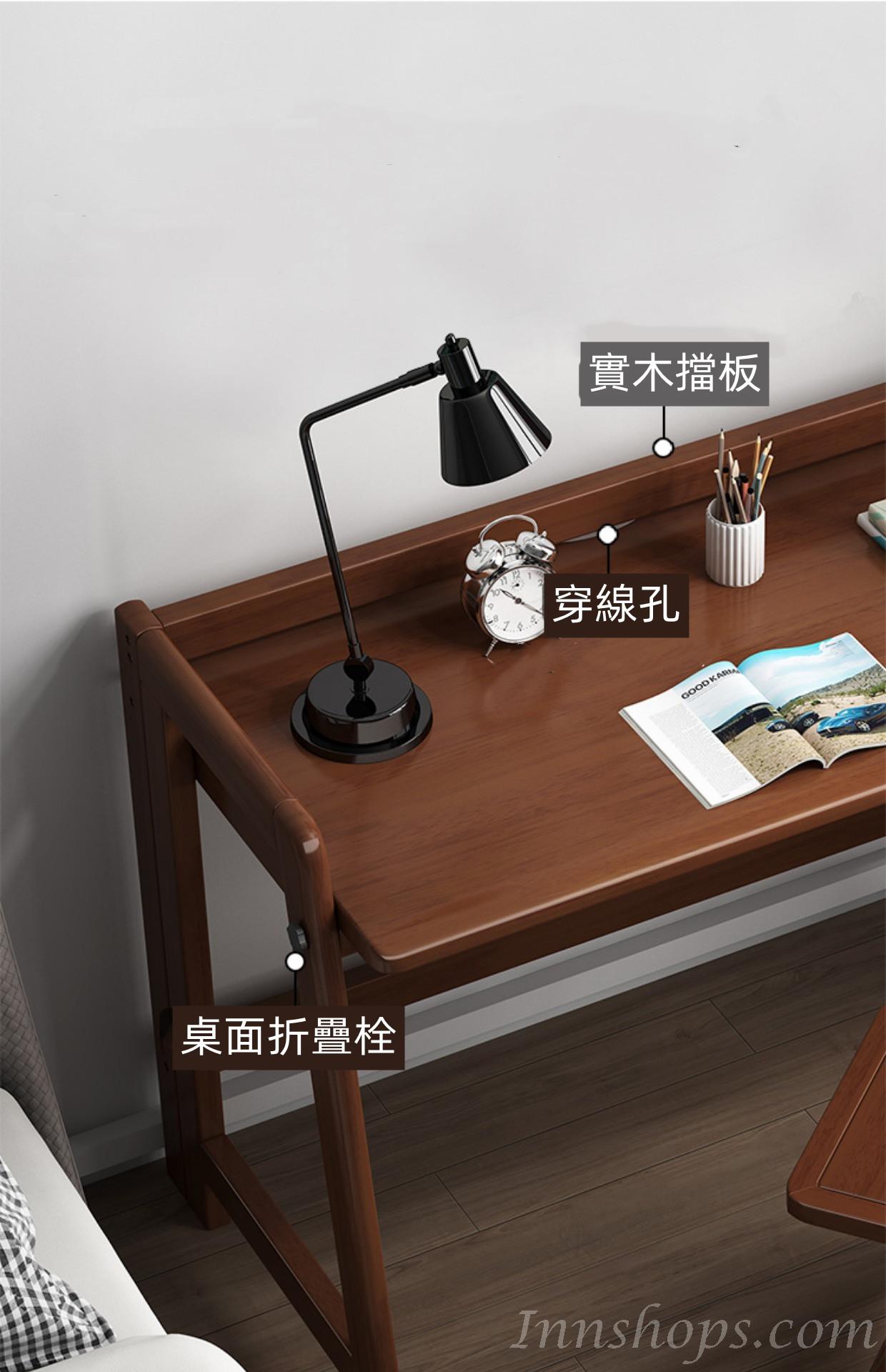 日式實木橡木系列 學校傢私可折疊書桌簡易電腦桌學習桌80cm/100cm（IS8605）