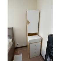 北歐梳妝台收納櫃一體全身鏡化妝台臥室多功能轉角穿衣鏡不連梳妝凳 (IS7733)