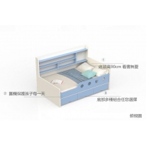 兒童皇國 多功能側櫃子母床連櫃桶有圍欄 小朋友床 *可訂造呎吋(不包床褥)（IS7941）