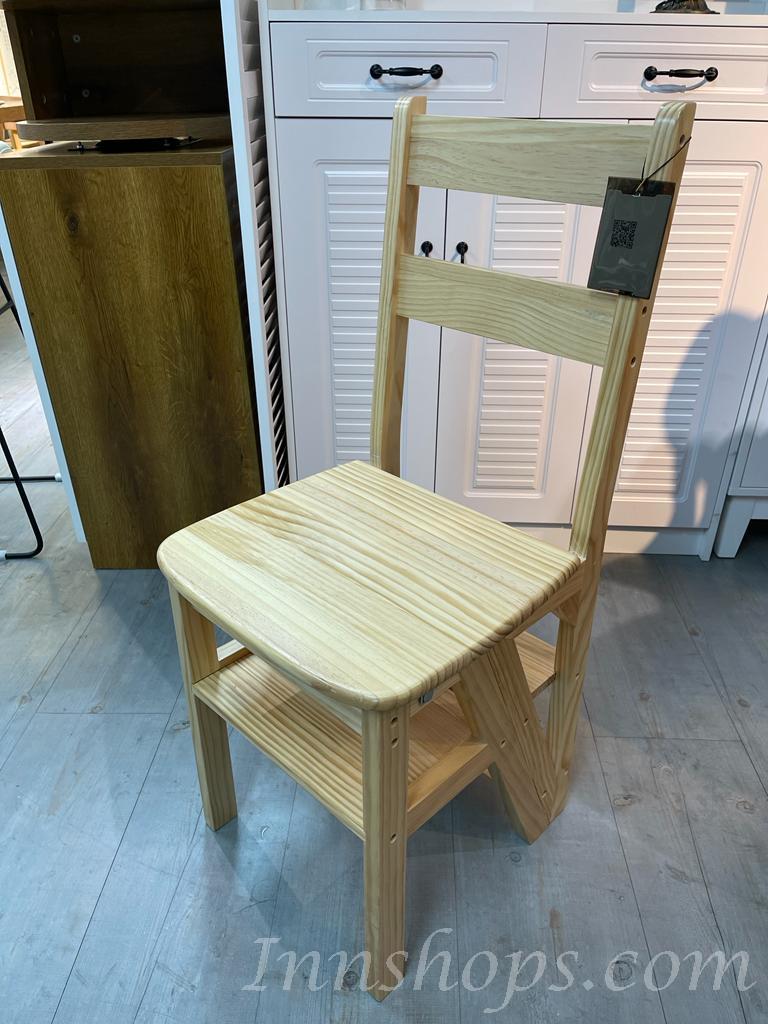 芬蘭實木松木系列 折疊兩用實木梯+椅子 38cm (IS8242))