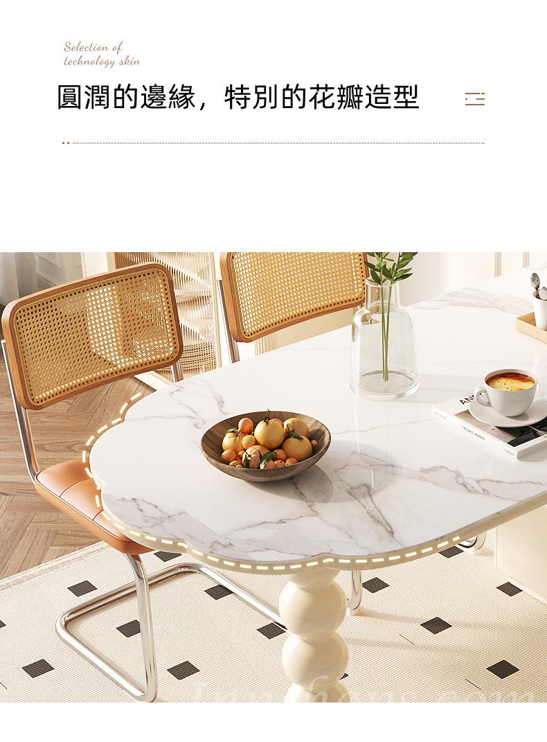 田園純白·象牙白系列 折叠岩板儲物餐桌 160cm/180cm（IS8642）
