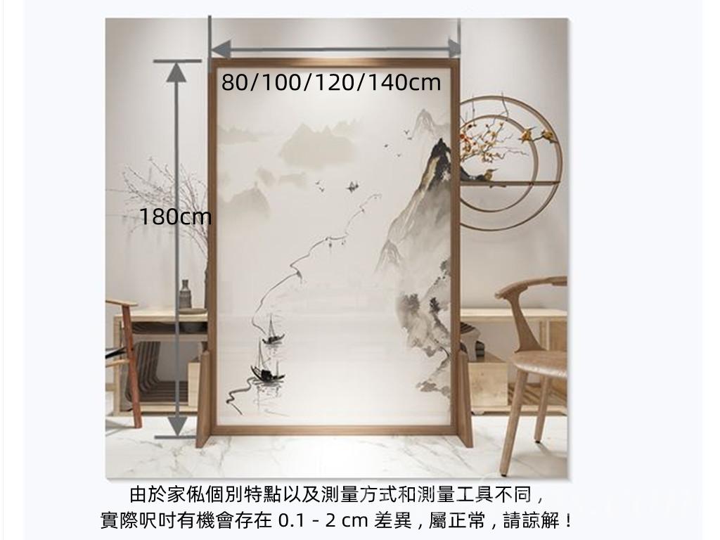 新中式禪意屏風隔斷 實木紗布座屏80cm/100cm/120cm/140cm（IS8665）