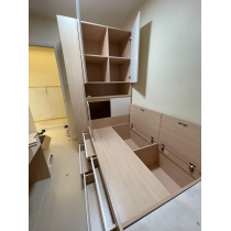 訂造傢俬 衣櫃床+窗台床+4櫃桶 *可自訂呎吋 (不包床褥) (IS7673)