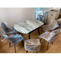 北歐現代簡約可伸縮岩板餐桌椅組合折疊兩用可變方圓桌小戶型（IS7697)