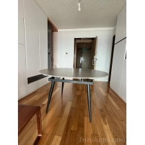 北歐現代簡約可伸縮岩板餐桌椅組合折疊兩用可變方圓桌小戶型（IS7697)