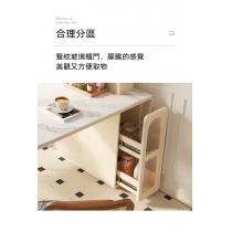 田園純白·象牙白系列 折叠岩板儲物餐桌 160cm/180cm（IS8642）