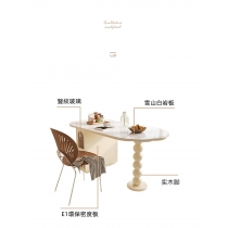 田園純白·象牙白系列 折叠岩板儲物餐桌 160cm/180cm（IS8642）
