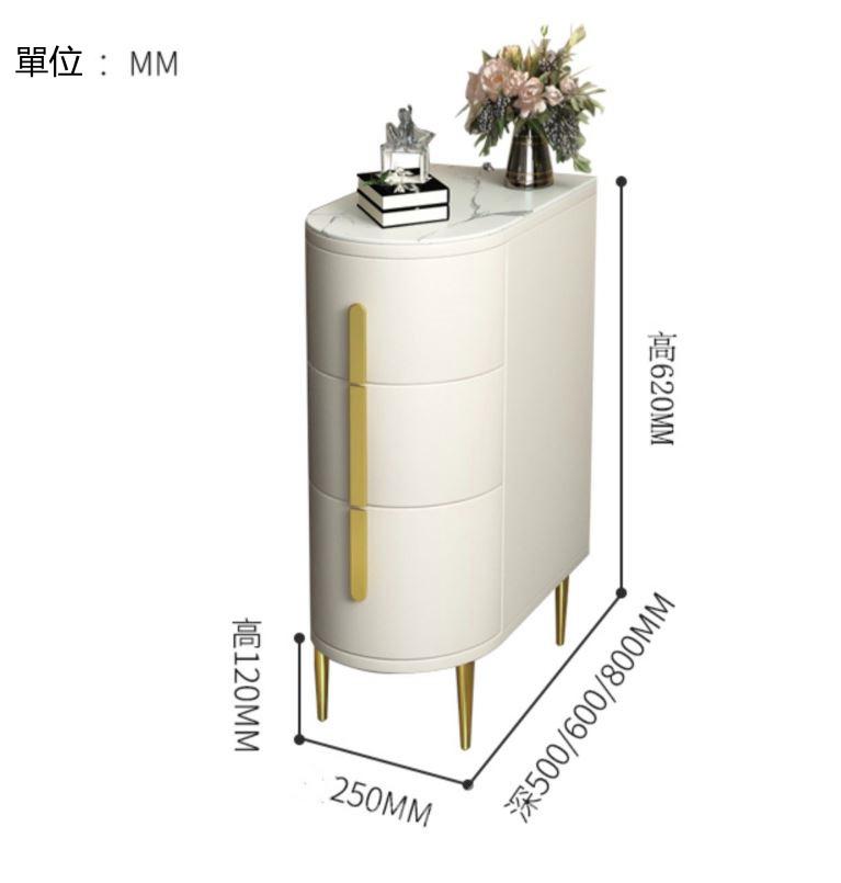 陳列品一個 W80*D25*H62cm 全白 $699  輕奢 岩板邊櫃邊几 夾縫窄置物櫃小茶几*50/60/80cm (IS8684)