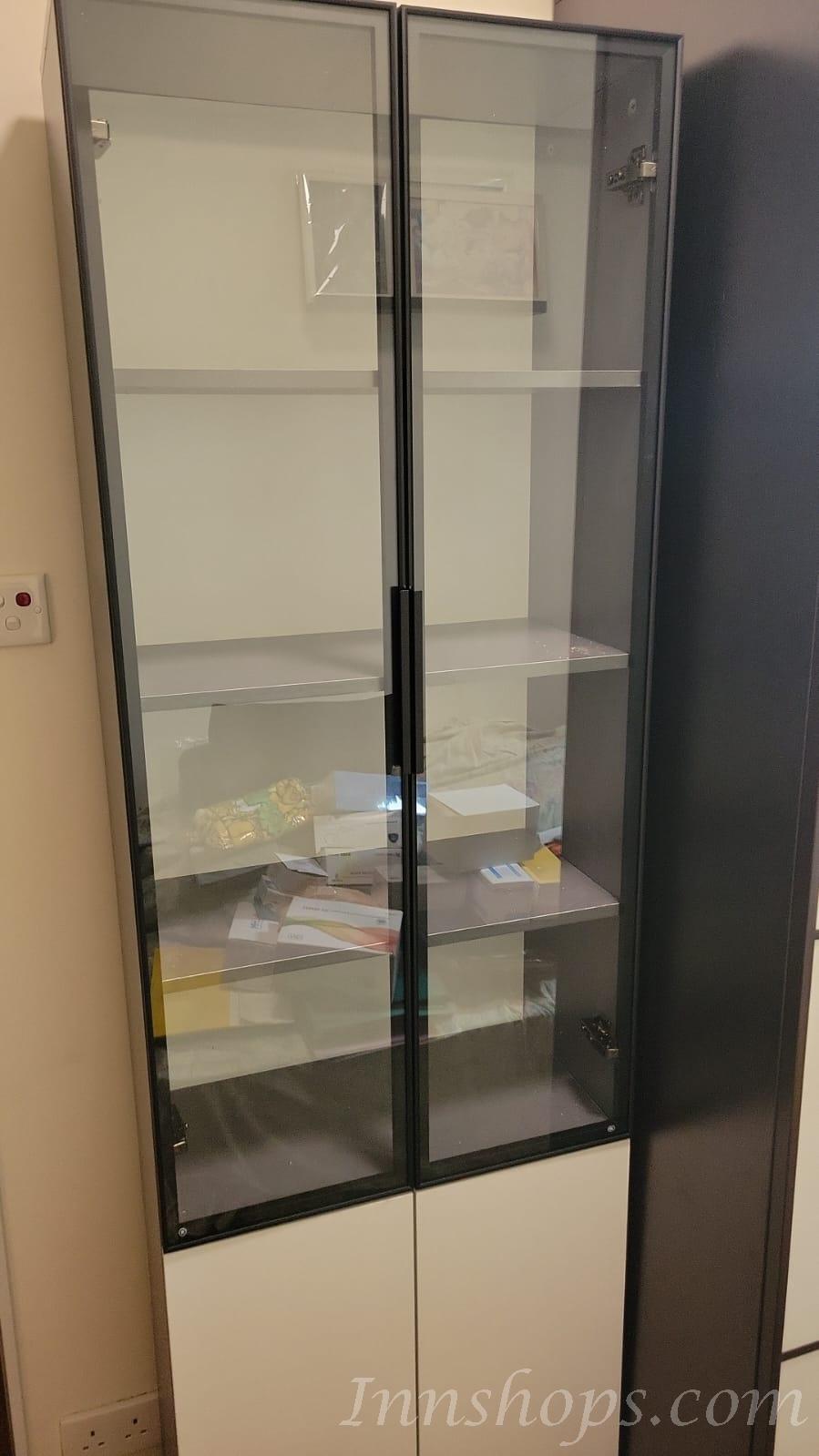 北歐摩登系列  玻璃門書桌電腦枱/書櫃/衣櫃 一體組合80/120/140cm(IS7861)