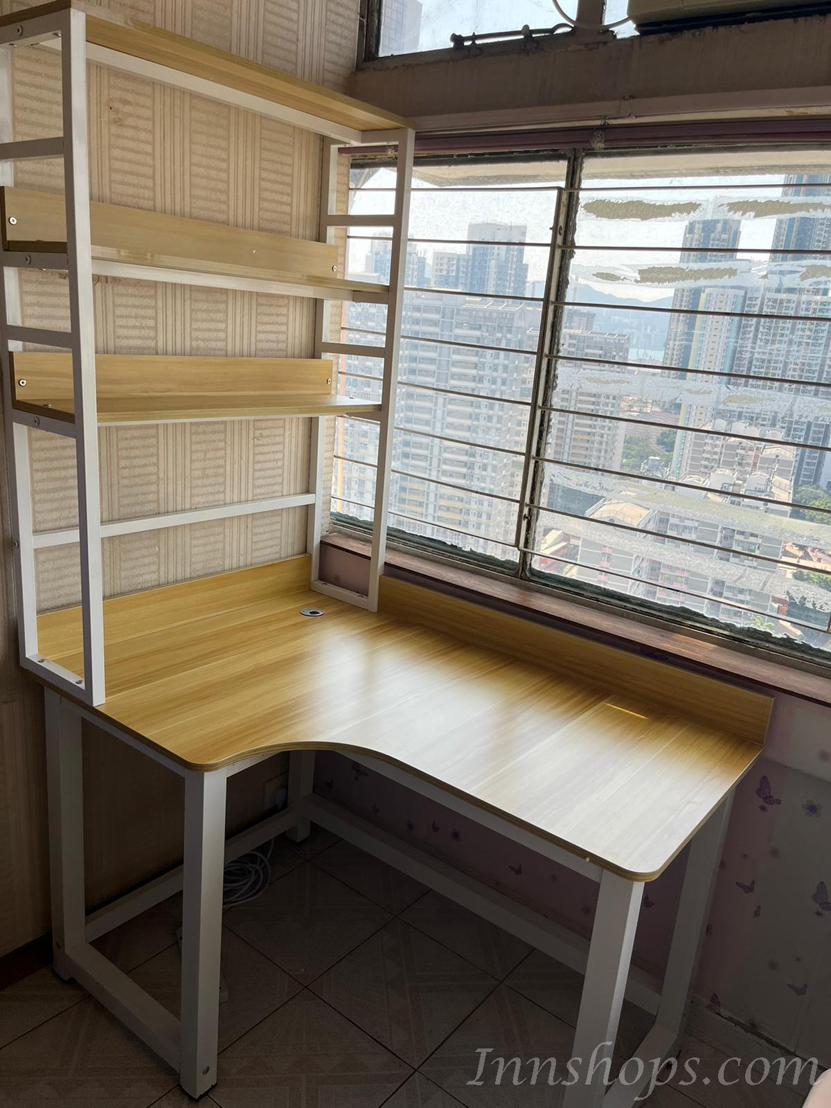 時尚系列學校家具 轉角L型 書桌書架組合 電腦台 120/140/160/180cm (IS8420)