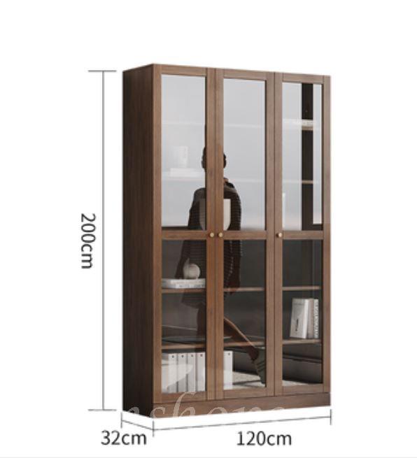 北歐實木紅橡木系列 玻璃門書櫃*80/120cm (IS8741)