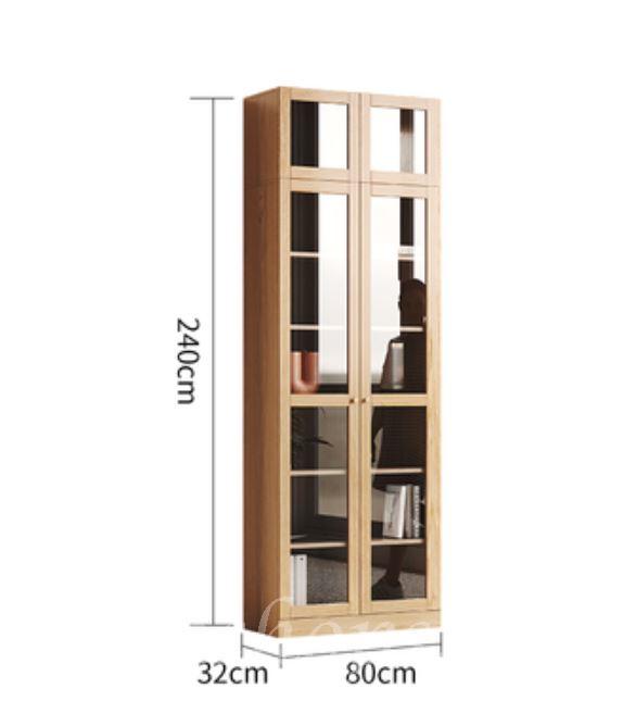 北歐實木紅橡木系列 玻璃門書櫃*80/120cm (IS8741)