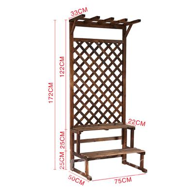 仿古炭化學校傢俱防腐杉木三層梯大花架 (IS0908)