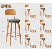 北歐實木皮質軟包吧凳 吧台椅 高腳椅 40cm (IS8292)