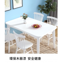 日式實木橡木系列 學校傢私全實木 純白色 餐枱 餐椅組合120/130/140/160cm (IS8745)