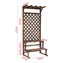 仿古炭化防腐杉木三層梯大花架 (IS0908)