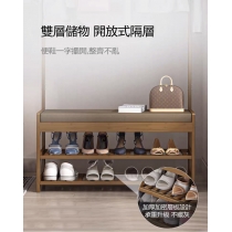 時尚楠竹收納凳子儲物凳換鞋凳連置物架掛衣架(IS7693)