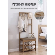 時尚楠竹收納凳子儲物凳換鞋凳連置物架掛衣架(IS7693)