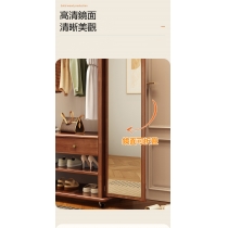 (陳列品一個 $799)  日式實木橡 可移動實木掛衣架全身鏡衣櫃*80/100/120cm (IS8883)