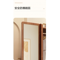 (陳列品一個 $799)  日式實木橡 可移動實木掛衣架全身鏡衣櫃*80/100/120cm (IS8883)