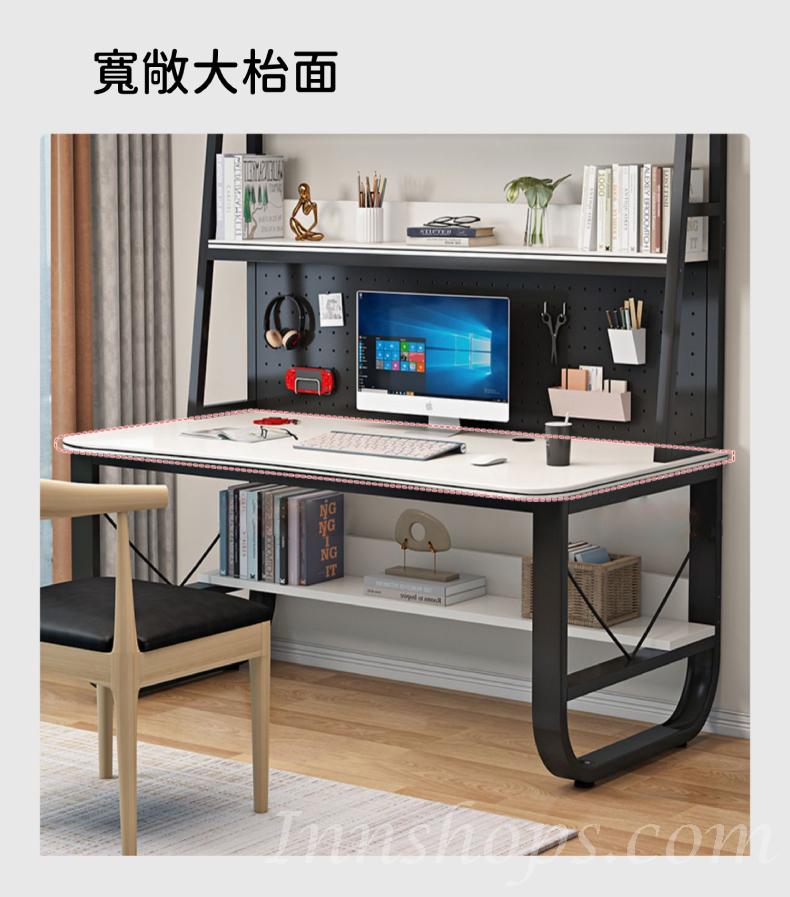 時尚 學校傢私洞洞板 書架 書枱 電腦枱(黑色架) 80/100/120/140/160cm (IS8896)