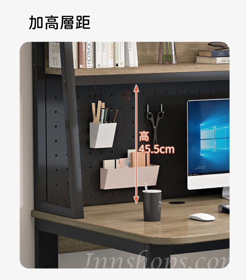 時尚 學校傢私洞洞板 書架 書枱 電腦枱(黑色架) 80/100/120/140/160cm (IS8896)